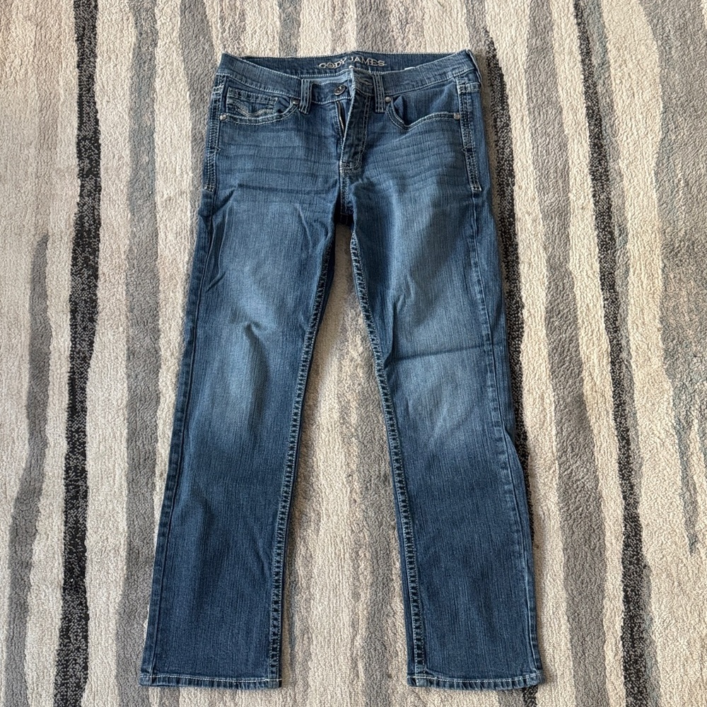 Navy Blue Straight Leg Jeans for Men